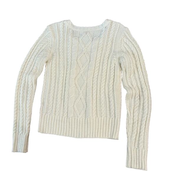 Aeropostale Cream Cable Knit Sweater Cream Chunky Knit Pullover | Small - - Picture 3 of 5